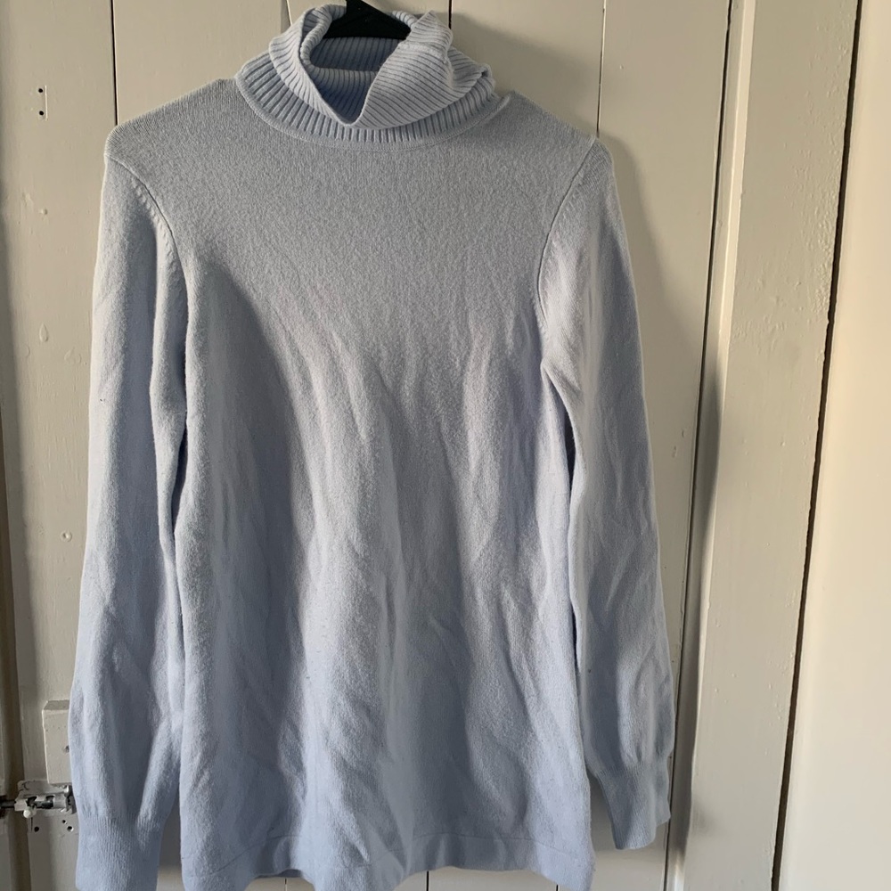 Blue turtleneck sweater
